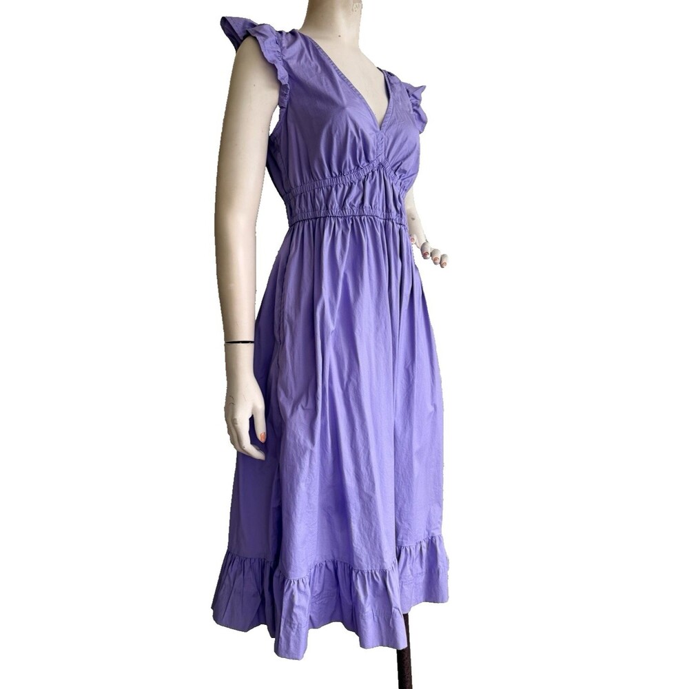 VINEYARD VINES Marina Poplin Dress Lavender Purple V-Neck Midi Sundress Size S